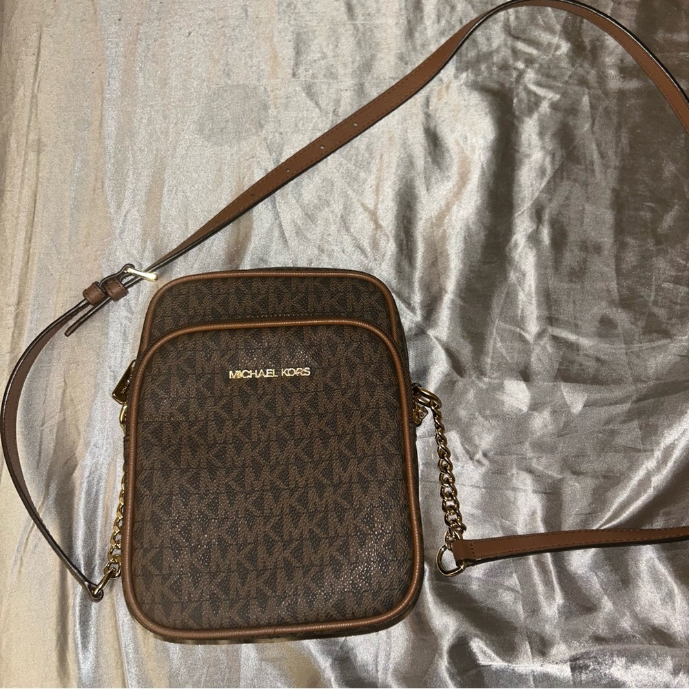 Michael Kors Brown and Gold Messenger Bag